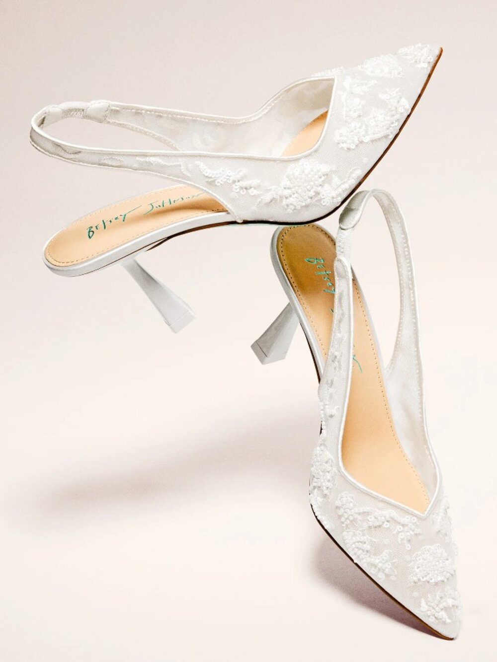 Betsey Johnson SB-Nikki Beaded Slingback Heels Women’s 7 Natural New